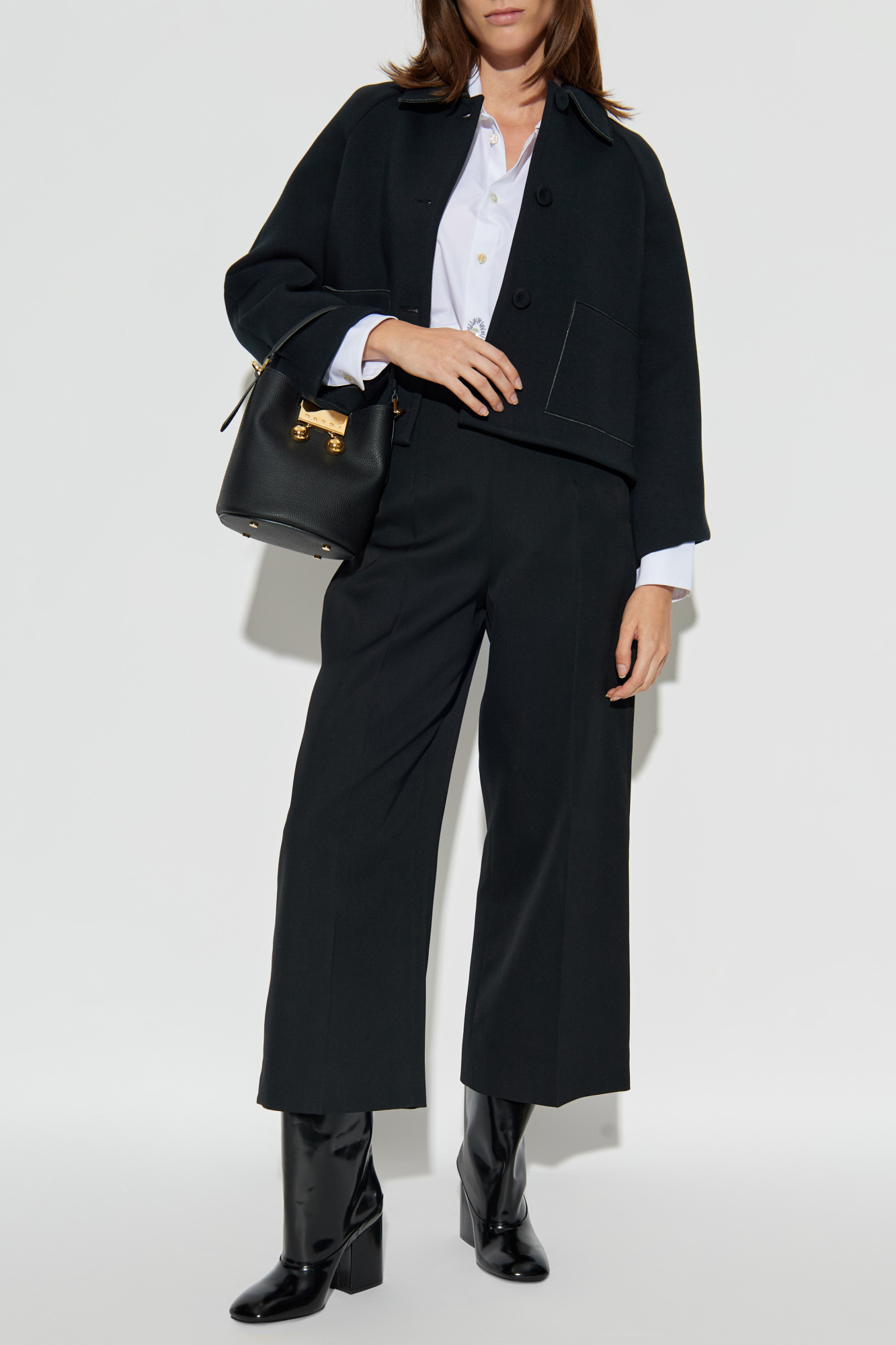 パンツ MARNI Woman Pants Black PAMA0482S1UTP771 00N99 Black logo-embroidered trousers Marni - women - MARNI